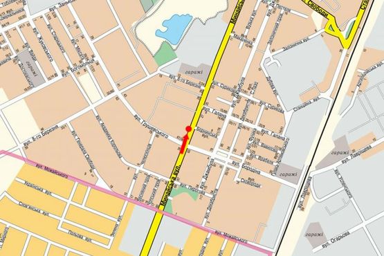 Схема рекламної площини за адресою Минайская ул., 28, возле магазина "Осетия" Схема рекламної площини за адресою Минайская ул., 28, возле магазина "Осетия"