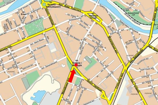 Схема рекламної площини за адресою Кирилла и Мефодия пл. / ул. Швабская