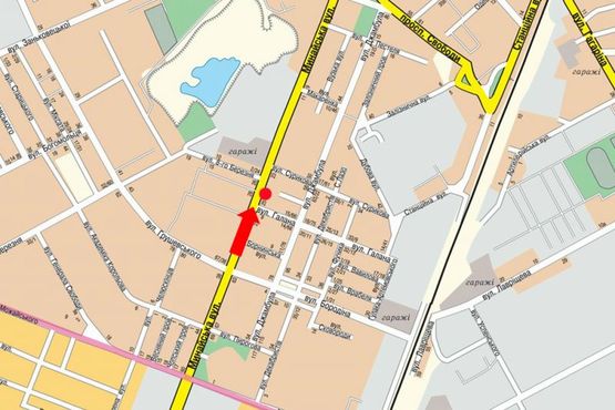 Схема рекламної площини за адресою Минайская ул., возле магазина "Осетия"