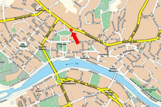 Схема рекламної площини за адресою Гойды ул. / ул. Ломоносова, центр, возле отделения "Закарпатнафтогаз"