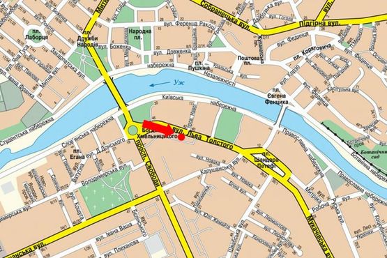 Схема рекламної площини за адресою Толстого Л. ул, в сторону пл. Петефи