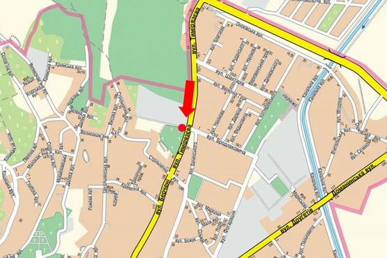 Схема рекламної площини за адресою Тимирязева ул. / ул. Бродлаковича, возле кардиоцентра, в центр