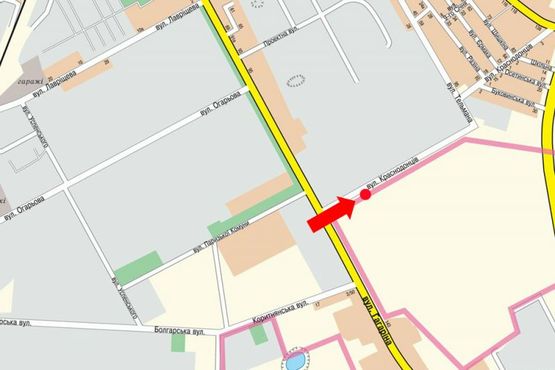 Схема рекламної площини за адресою Краснодонцев ул., в сторону рынка