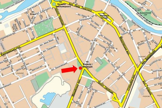 Схема рекламної площини за адресою Свободы пр. - ул. Минайская, пл. Кирилла и Мефодия, возле универмага "Украина"