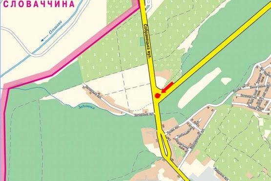 Схема рекламної площини за адресою Собранецкая ул., въезд со стороны Мукачево, возле отеля “Пиллигрим"