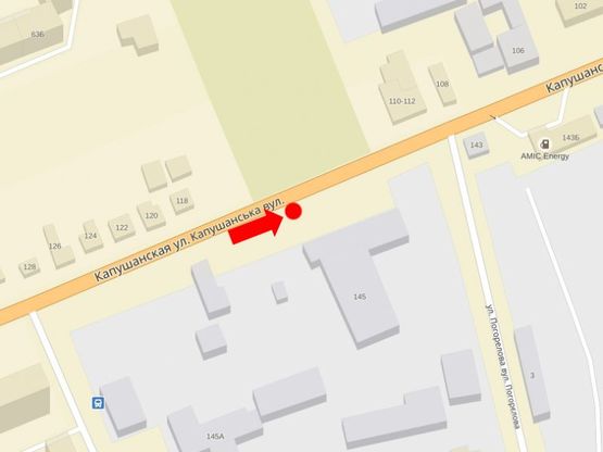 Схема рекламної площини за адресою Капушанская ул., 145, в центр
