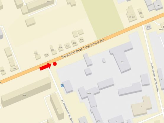 Схема рекламной плоскости по адресу Капушанская ул., 149 / ул. Достоевского, в центр