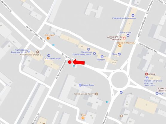 Схема рекламної площини за адресою Грушевского ул., 80, возле магазина «Тиса», в сторону ул. Заньковецкой