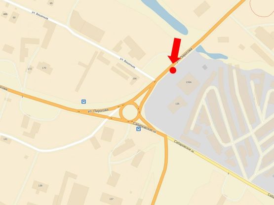 Схема рекламной плоскости по адресу Пирогова ул., 133, возле авторынка "Сатурн", из центра Схема рекламной плоскости по адресу Пирогова ул., 133, возле авторынка "Сатурн", из центра