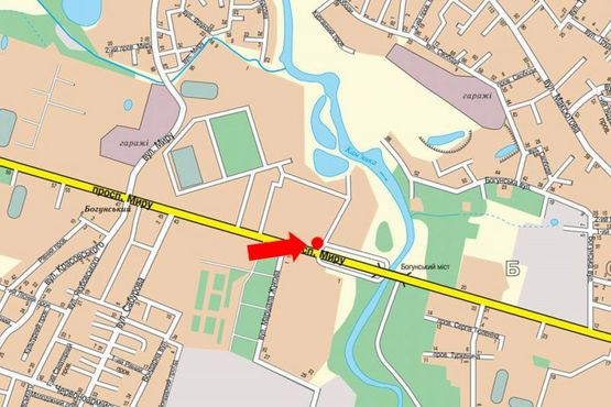 Схема рекламної площини за адресою Мира пр., 22, возле магазина "Проспект"