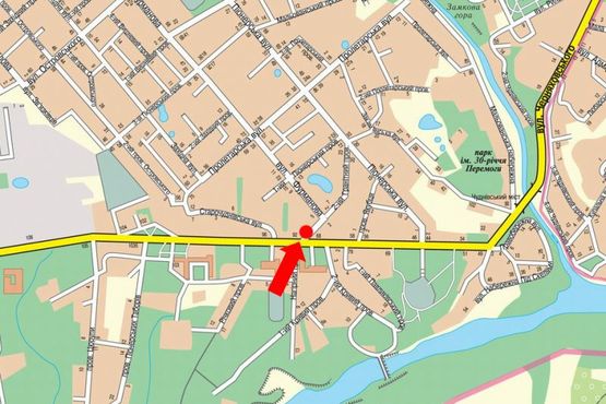 Схема рекламной плоскости по адресу Чудновская ул. (бывш. ул. Черняховского), 92, разделитель, возле ТЦ "Океан", в центр