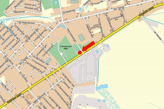 Схема рекламной плоскости по адресу Киевское шоссе, 4 / ул. Коростышевская, в центр