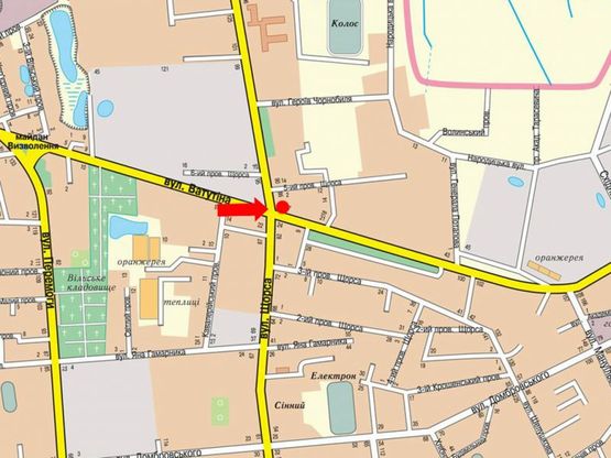 Схема рекламної площини за адресою Покровская ул. (бывш. ул. Щорса) ул. / Независимости пр. (бывш. ул. Ватутина) из центра Схема рекламної площини за адресою Покровская ул. (бывш. ул. Щорса) ул. / Независимости пр. (бывш. ул. Ватутина) из центра