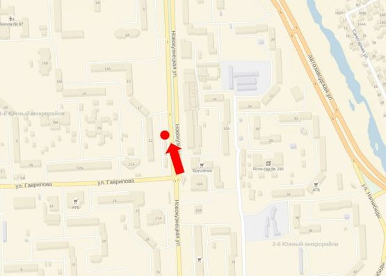 Схема рекламної площини за адресою Новокузнецкая ул., 21, рынок "Южный", супермаркет "Брусныця", в центр