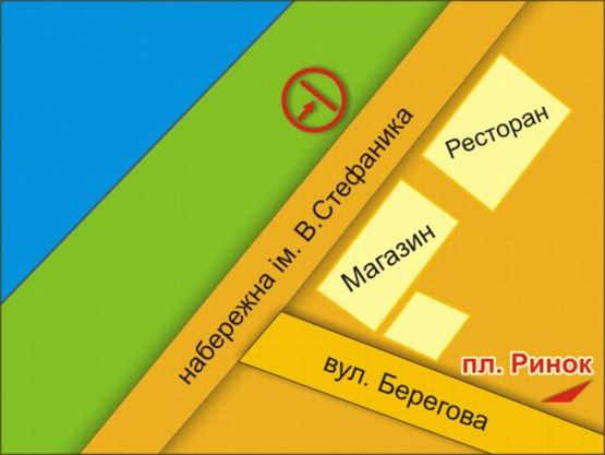 Схема рекламной плоскости по адресу вул. Набережна (навпроти буд. 28)