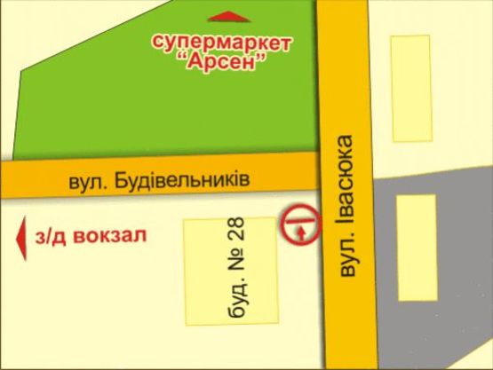 Схема рекламної площини за адресою вул. Івасюка, 28, зверху