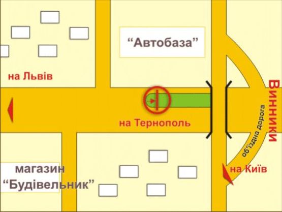 Схема рекламної площини за адресою м. Винники, вул. Галицька (біля мосту об'їзної кільцевої дороги) Схема рекламної площини за адресою м. Винники, вул. Галицька (біля мосту об'їзної кільцевої дороги)