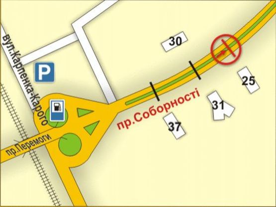 Схема рекламної площини за адресою пр. Соборності, 25 (на р/с, напрямок від пр. Перемоги) Схема рекламної площини за адресою пр. Соборності, 25 (на р/с, напрямок від пр. Перемоги)