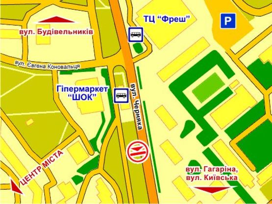 Схема рекламной плоскости по адресу вул. Черняка (поруч із гіпермаркетом "ШОК" та ТЦ "Фреш") Схема рекламной плоскости по адресу вул. Черняка (поруч із гіпермаркетом "ШОК" та ТЦ "Фреш")