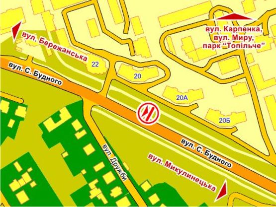 Схема рекламної площини за адресою вул. С. Будного (біля буд. 20А)