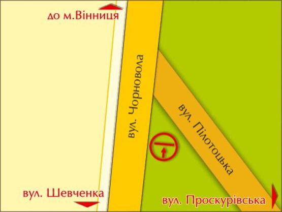 Схема рекламной плоскости по адресу пер. вул. Чорновола – Пілотської (виїзд) Схема рекламной плоскости по адресу пер. вул. Чорновола – Пілотської (виїзд)