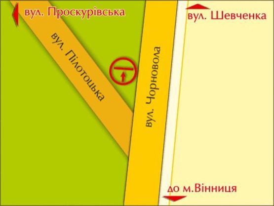 Схема рекламной плоскости по адресу пер. вул. Чорновола – Пілотської (в'їзд) Схема рекламной плоскости по адресу пер. вул. Чорновола – Пілотської (в'їзд)