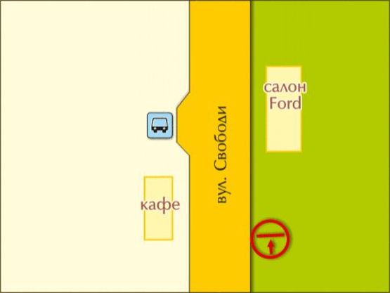 Схема рекламной плоскости по адресу вул. Свободи (салон "Ford")