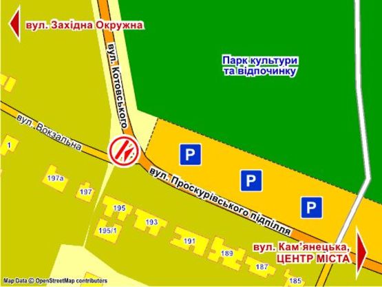 Схема рекламной плоскости по адресу вул. Проскурівського підпілля, зліва Схема рекламной плоскости по адресу вул. Проскурівського підпілля, зліва