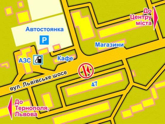 Схема рекламной плоскости по адресу вул. Львівське шосе (біля буд. 47) Схема рекламной плоскости по адресу вул. Львівське шосе (біля буд. 47)