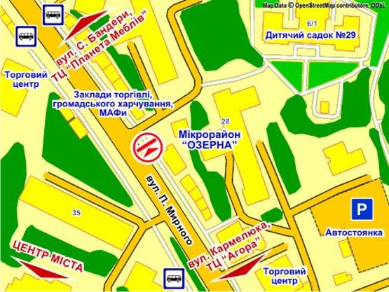 Схема рекламной плоскости по адресу вул. П. Мирного, 28 А Схема рекламной плоскости по адресу вул. П. Мирного, 28 А