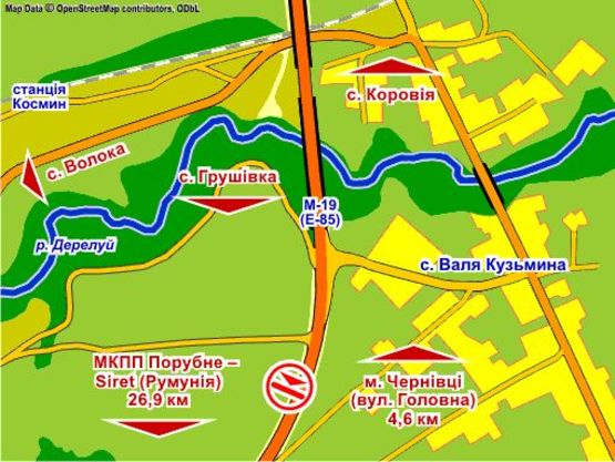 Схема рекламной плоскости по адресу с. Валя Кузьмина (напрямок на Сучаву), 4x8 м