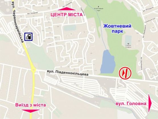 Схема рекламної площини за адресою вул. Південнокільцева (біля озера) Схема рекламної площини за адресою вул. Південнокільцева (біля озера)