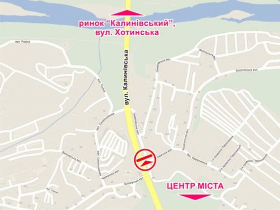 Схема рекламной плоскости по адресу вул. Калинівська (за мостом з вул. Білоруською), місце 1