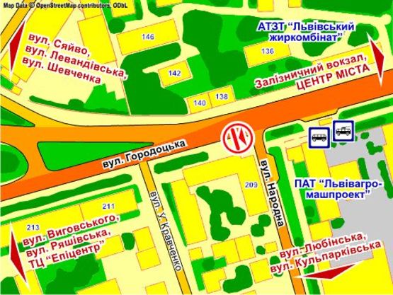 Схема рекламной плоскости по адресу пер. вул. Городоцької – Народної