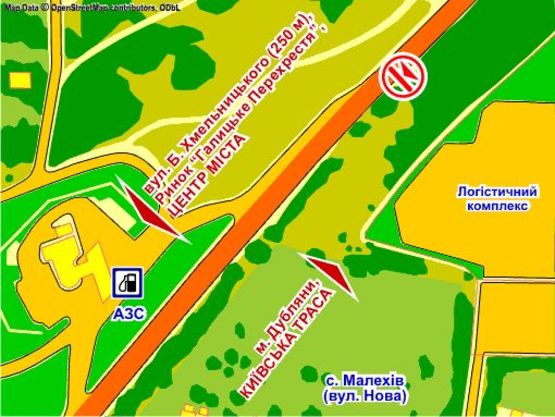 Схема рекламної площини за адресою вул. Хмельницького (навпроти буд. 289, біля АЗС), місце 1 Схема рекламної площини за адресою вул. Хмельницького (навпроти буд. 289, біля АЗС), місце 1