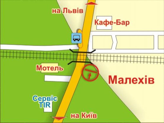 Схема рекламної площини за адресою с. Малехів (Київська траса, напрямок до міста), 5х12 м