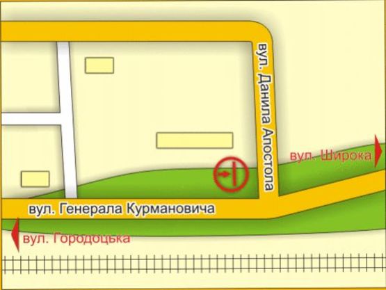 Схема рекламной плоскости по адресу пер. вул. Д. Апостола – Курмановича (біля МРЕВ) Схема рекламной плоскости по адресу пер. вул. Д. Апостола – Курмановича (біля МРЕВ)