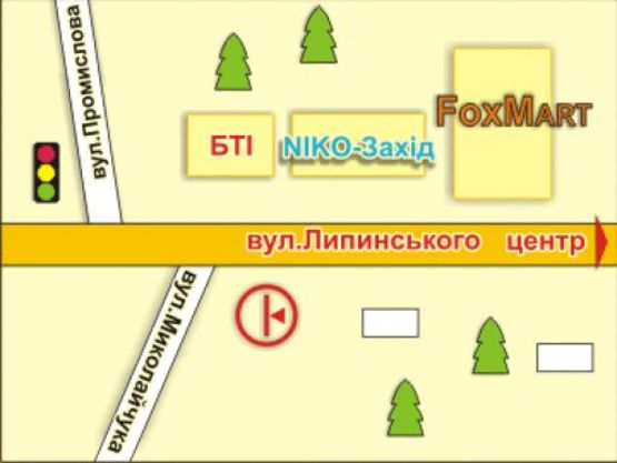 Схема рекламної площини за адресою вул. Липинського, 54 Схема рекламної площини за адресою вул. Липинського, 54