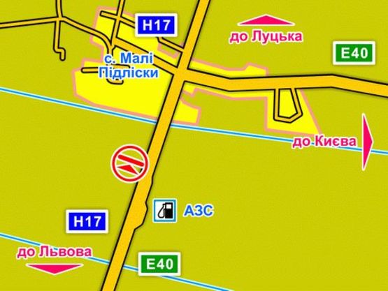 Схема рекламной плоскости по адресу с. Малі Підліски (Київська траса, напрямок до Києва), конструкція |, 5х12 м Схема рекламной плоскости по адресу с. Малі Підліски (Київська траса, напрямок до Києва), конструкція |, 5х12 м