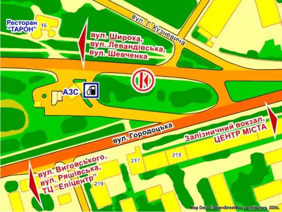 Схема рекламної площини за адресою пер. вул. Городоцька, – Кузневича (АЗС "WOC") Схема рекламної площини за адресою пер. вул. Городоцька, – Кузневича (АЗС "WOC")