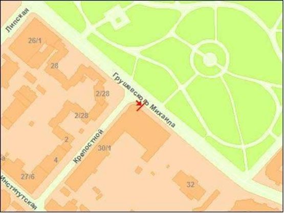 Схема рекламной плоскости по адресу Михаила Грушевского ул. 9