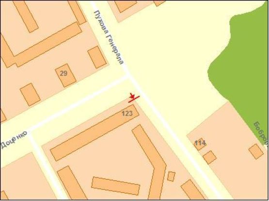 Схема рекламной плоскости по адресу Доценко ул., 30,  / ул. Г. Пухова Схема рекламной плоскости по адресу Доценко ул., 30,  / ул. Г. Пухова