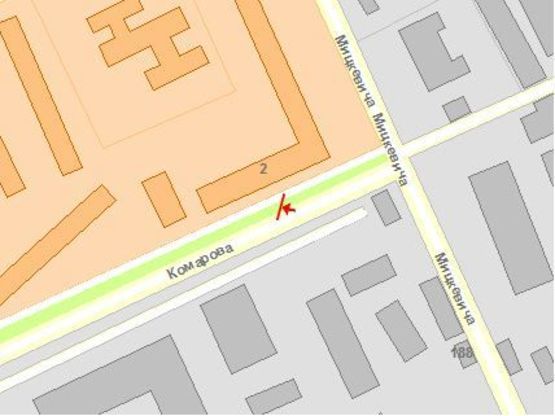 Схема рекламной плоскости по адресу Комарова ул, 2, из центра Схема рекламной плоскости по адресу Комарова ул, 2, из центра