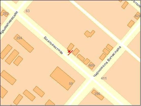 Схема рекламной плоскости по адресу Благовестная ул, 401, из центра