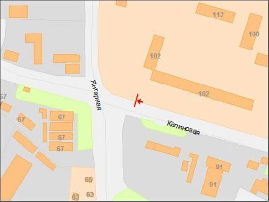 Схема рекламної площини за адресою Калиновая ул / Янтарная ул, АЗС, ж/м, из центра, правый Схема рекламної площини за адресою Калиновая ул / Янтарная ул, АЗС, ж/м, из центра, правый