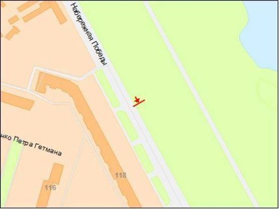 Схема рекламной плоскости по адресу Победы Набережная, 118, ст Б Схема рекламной плоскости по адресу Победы Набережная, 118, ст Б