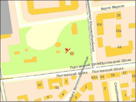 Схема рекламной плоскости по адресу Полтавский Шлях / Красноармейская (Конарева) ул, напротив ресторана "МакДональдс", к центру Схема рекламной плоскости по адресу Полтавский Шлях / Красноармейская (Конарева) ул, напротив ресторана "МакДональдс", к центру