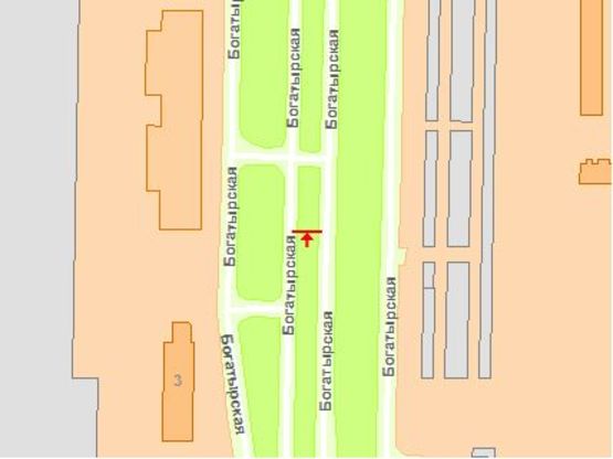 Схема рекламной плоскости по адресу Богатырская ул., 3, напротив завода "Оболонь", разделитель, на Вышгород, Киевское море Схема рекламной плоскости по адресу Богатырская ул., 3, напротив завода "Оболонь", разделитель, на Вышгород, Киевское море