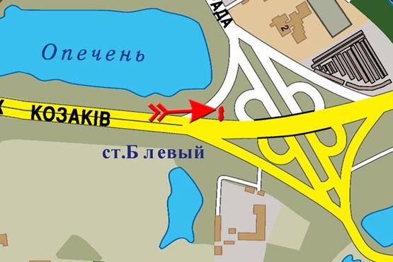 Схема рекламной плоскости по адресу Степана Бандеры пр., выезд на Героев Сталинграда пр., левый Схема рекламной плоскости по адресу Степана Бандеры пр., выезд на Героев Сталинграда пр., левый