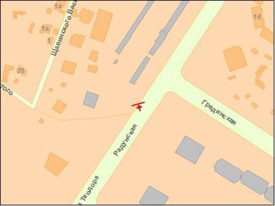 Схема рекламной плоскости по адресу Радунская ул. / Градинская ул., возле СТО Схема рекламной плоскости по адресу Радунская ул. / Градинская ул., возле СТО